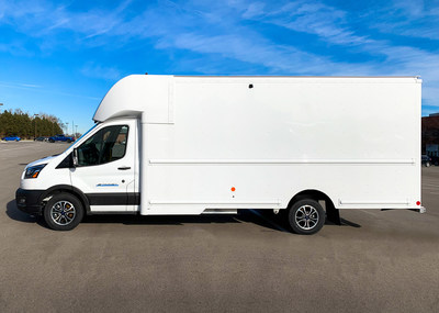 As the chosen body provider for the Ford Pro E-Transit pilot program, Utilimaster has engineered its Velocity® body to fit the E-Transit cutaway. The completed all-electric vehicle pictured here is comparable to Utilimaster’s Velocity F-Series for gas-powered Transit chassis fleet customers, designed specifically for the E-Transit’s all-electric architecture.